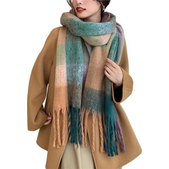 Large Chunky Scarves for Women Winter Warm Brushed Blanket Scarf - Picture 1 of 6
